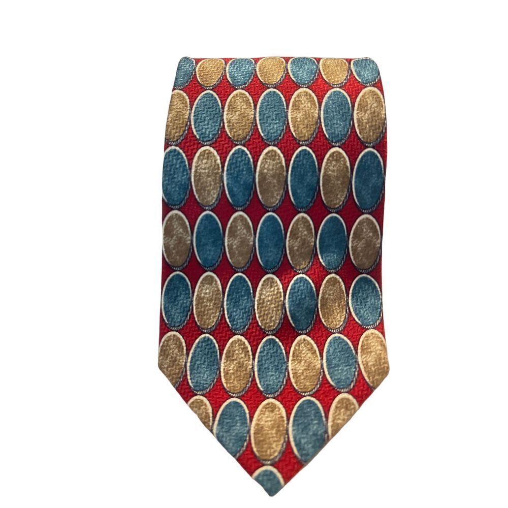 Verde‎ Silk Tie Red Blue Gold Oval Pattern Elegant Necktie Z-25